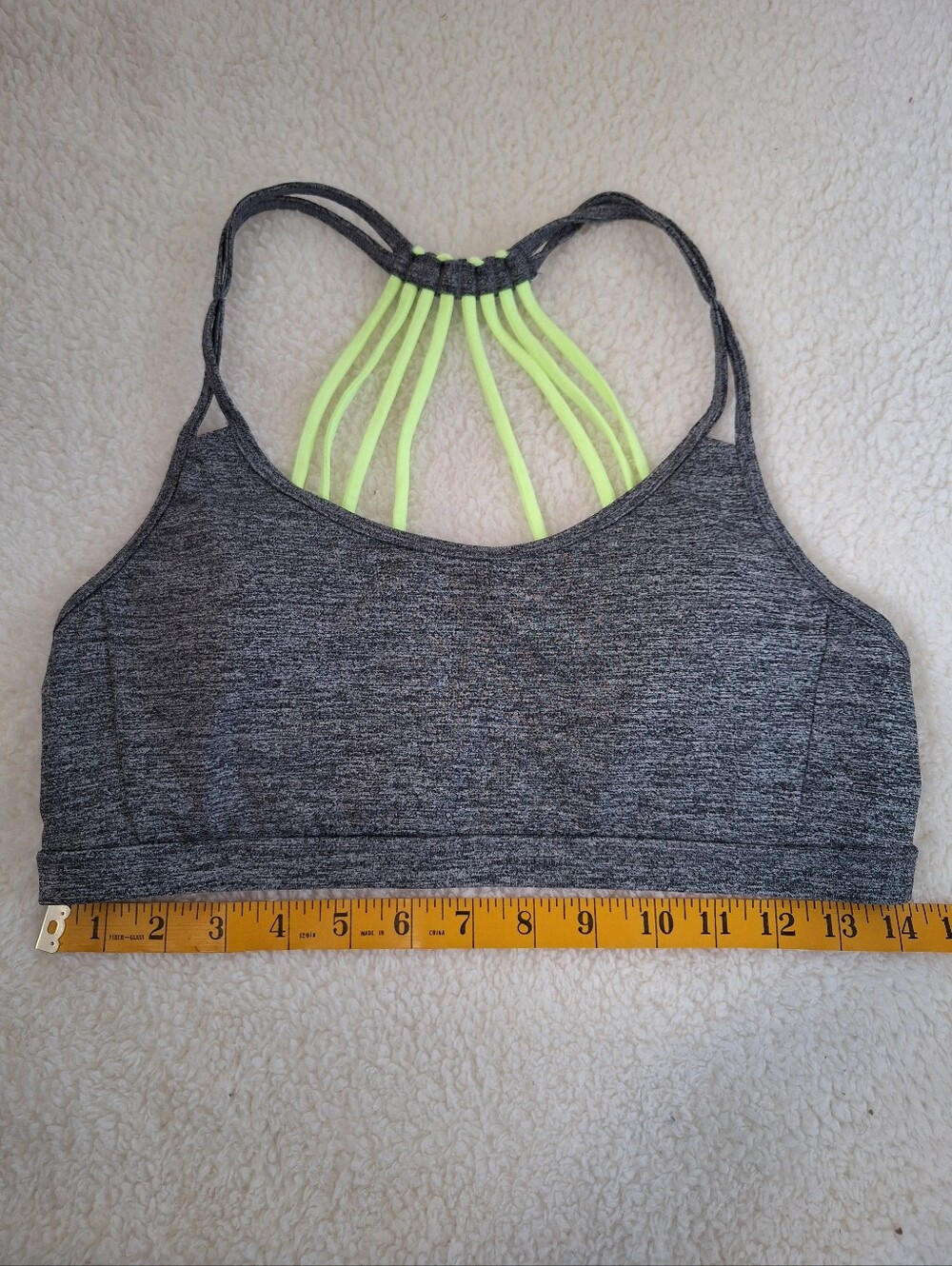 Gray Heather Sports Bra Bralette with Neon Yellow Strappy Back Forever 21